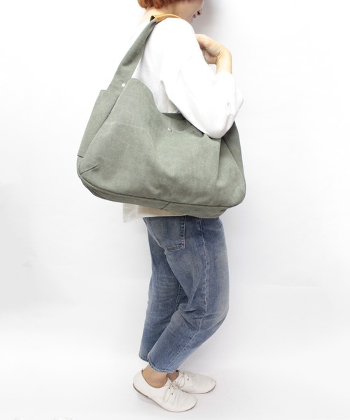 MAKE UP(メイクアップ)の「MAKE UP アースカラー帆布 ショルダーL(ショルダーバッグ・メンズ・ネイビー/ブラウン/オフホワイト/ブルー/ダークグレー・FREE)」の11枚目の写真