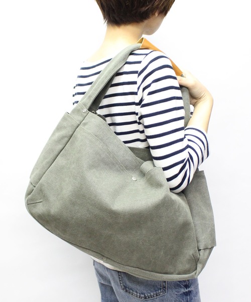 MAKE UP(メイクアップ)の「MAKE UP アースカラー帆布 ショルダーL(ショルダーバッグ・メンズ・ネイビー/ブラウン/オフホワイト/ブルー/ダークグレー・FREE)」の13枚目の写真