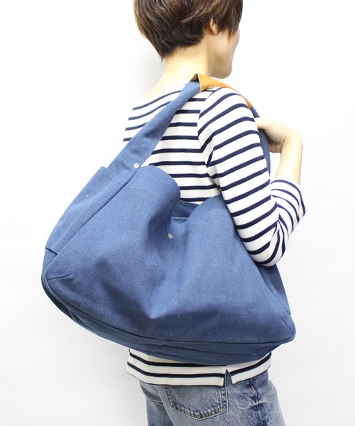 MAKE UP(メイクアップ)の「MAKE UP アースカラー帆布 ショルダーL(ショルダーバッグ・メンズ・ネイビー/ブラウン/オフホワイト/ブルー/ダークグレー・FREE)」の8枚目の写真