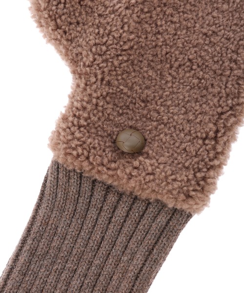 ALEXIA STAM（アリシアスタン）の「Half Finger Boa Mittens/ハーフフィンガーボアミトン（手袋・レディース・ブラウン/オフホワイト・FREE）」の5枚目の写真