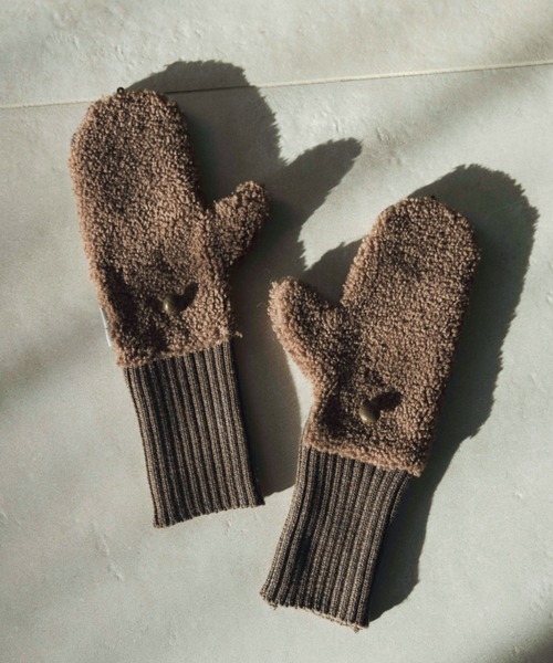 ALEXIA STAM（アリシアスタン）の「Half Finger Boa Mittens/ハーフフィンガーボアミトン（手袋・レディース・ブラウン/オフホワイト・FREE）」の16枚目の写真