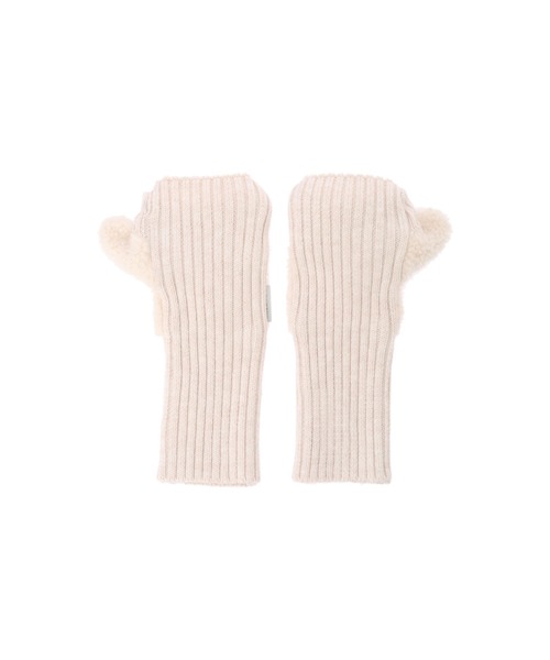 ALEXIA STAM（アリシアスタン）の「Half Finger Boa Mittens/ハーフフィンガーボアミトン（手袋・レディース・ブラウン/オフホワイト・FREE）」の4枚目の写真