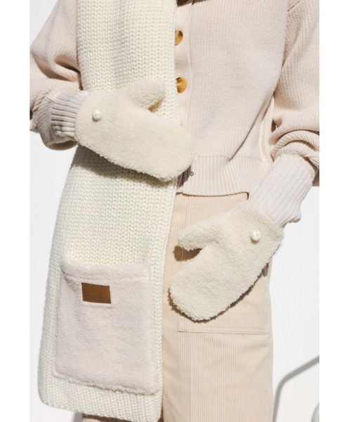 ALEXIA STAM（アリシアスタン）の「Half Finger Boa Mittens/ハーフフィンガーボアミトン（手袋・レディース・ブラウン/オフホワイト・FREE）」の21枚目の写真