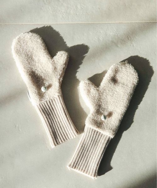 ALEXIA STAM（アリシアスタン）の「Half Finger Boa Mittens/ハーフフィンガーボアミトン（手袋・レディース・ブラウン/オフホワイト・FREE）」の3枚目の写真