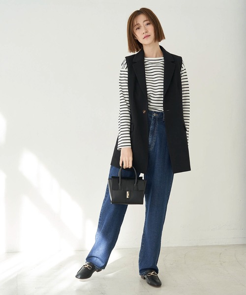ROPE' PICNIC(ロペピクニック)の「セットアップ対応/スリーブレスジャケット(テーラードジャケット・レディース・ブラック/ベージュ・38)」の18枚目の写真