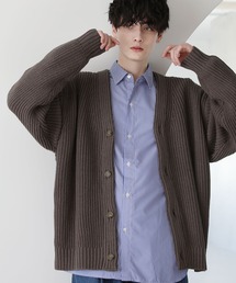 畦編みルーズシルエットカーディガン