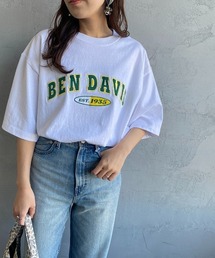 [BEN DAVIS/ベンデイビス] ベースボールロゴワッペン ビッグシルエットTシャツ