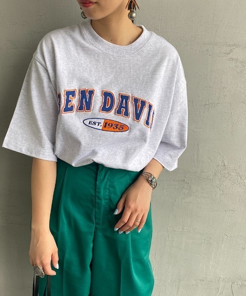 BEN DAVIS（ベンデイビス）の「[BEN DAVIS/ベンデイビス] ベースボールロゴワッペン ビッグシルエットTシャツ（Tシャツ/カットソー・レディース・ホワイト/アッシュグレー/ネイビー・M/L/XL）」の2枚目の写真