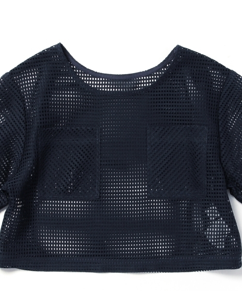 Ray BEAMS（レイビームス）の「Ray BEAMS / スクエアメッシュ クロップドプルオーバー（シャツ/ブラウス・レディース・ホワイト/ネイビー・ONE SIZE）」の12枚目の写真