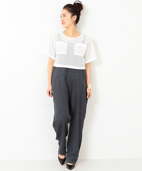 Ray BEAMS（レイビームス）の「Ray BEAMS / スクエアメッシュ クロップドプルオーバー（シャツ/ブラウス・レディース・ホワイト/ネイビー・ONE SIZE）」の22枚目の写真