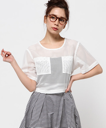 Ray BEAMS | Ray BEAMS / スクエアメッシュ クロップドプルオーバー(シャツ/ブラウス)