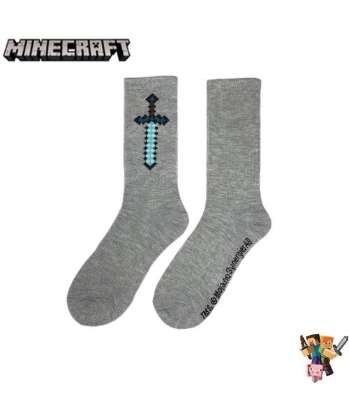 ability（アビリティ）の「Minecraft マインクラフト ソックス / Crews ダイヤのフル装備 & ダイヤの剣 2 Pack1set MF039BCCGL 2パックセット マイクラ /（ソックス/靴下・メンズ・グレー×サックスブルー・SMALL/LARGE）」の6枚目の写真