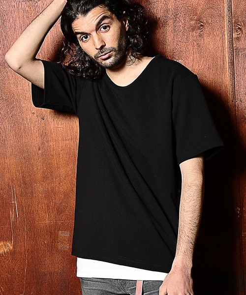 RATTLE TRAP(ラトルトラップ)の「梨地×スムース アンサンブルTシャツ(Tシャツ/カットソー・メンズ・ホワイト/ブラック・S/M/L)」の1枚目の写真