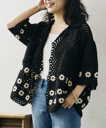 JOURNAL STANDARD relume | 《追加》CALIFORNIA クロシェアミ 半袖ニットシャツ ”FLOWER”(シャツ/ブラウス)