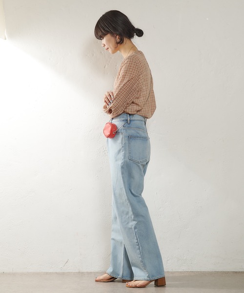 SHENERY（シーナリー）の「シアーチェックブラウス（シャツ/ブラウス・レディース・ブルー/オレンジ・FREE）」の6枚目の写真