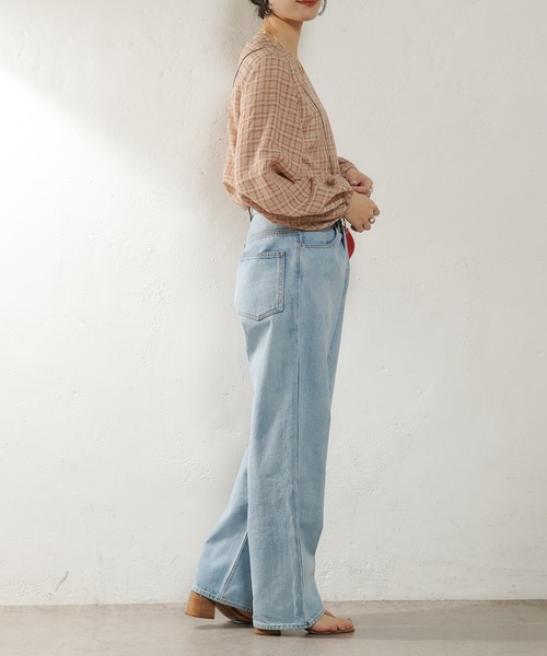 SHENERY（シーナリー）の「シアーチェックブラウス（シャツ/ブラウス・レディース・ブルー/オレンジ・FREE）」の15枚目の写真