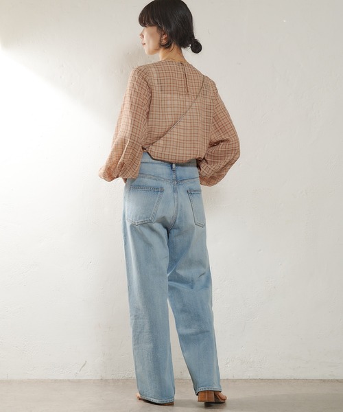 SHENERY（シーナリー）の「シアーチェックブラウス（シャツ/ブラウス・レディース・ブルー/オレンジ・FREE）」の10枚目の写真