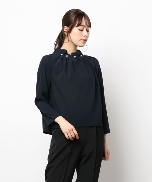 kaene(カエン)の「【kaene】≪セレモニー対応♪≫ パールボタンブラウス【kaene定番セットアップ(パンツ:0407315)】(シャツ/ブラウス・レディース・ネイビー/ベージュ・9号)」の8枚目の写真