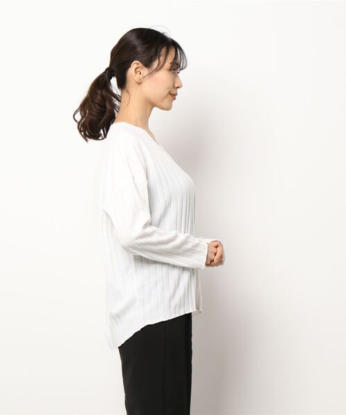 Q（キュー）の「BIGリブロンT（Tシャツ/カットソー・レディース・レモンイエロー/アイボリー/ライトグリーン・MEDIUM）」の4枚目の写真