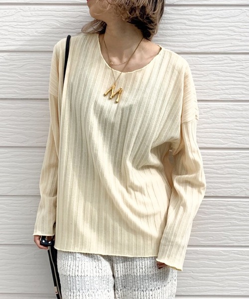 Q（キュー）の「BIGリブロンT（Tシャツ/カットソー・レディース・レモンイエロー/アイボリー/ライトグリーン・MEDIUM）」の3枚目の写真