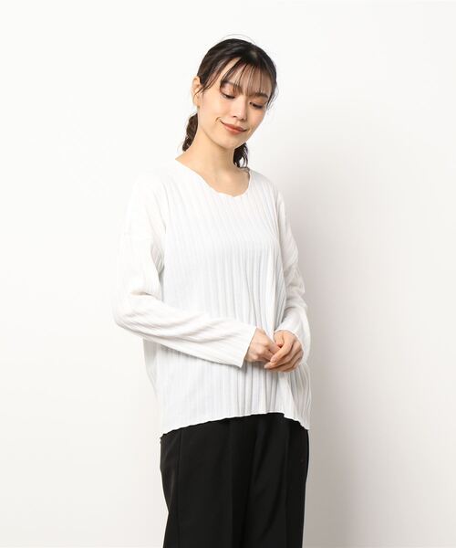 Q（キュー）の「BIGリブロンT（Tシャツ/カットソー・レディース・レモンイエロー/アイボリー/ライトグリーン・MEDIUM）」の6枚目の写真