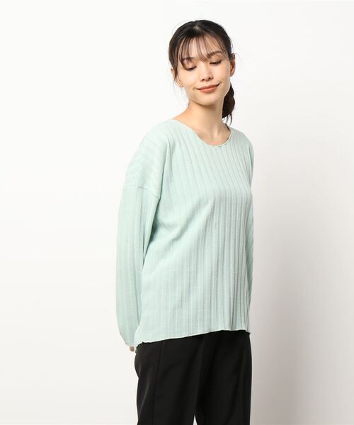 Q（キュー）の「BIGリブロンT（Tシャツ/カットソー・レディース・レモンイエロー/アイボリー/ライトグリーン・MEDIUM）」の8枚目の写真