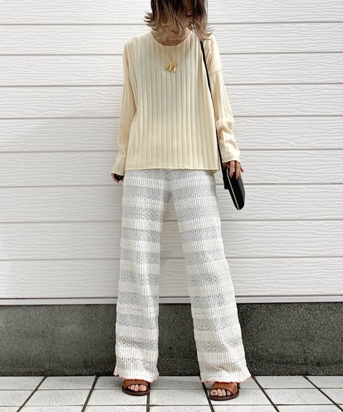 Q（キュー）の「BIGリブロンT（Tシャツ/カットソー・レディース・レモンイエロー/アイボリー/ライトグリーン・MEDIUM）」の11枚目の写真