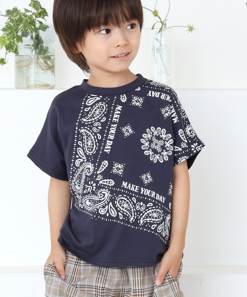 セール バンダナプリント半袖tシャツ 80 140cm Tシャツ カットソー Make Your Day メイクユアデイ のファッション通販 Zozotown