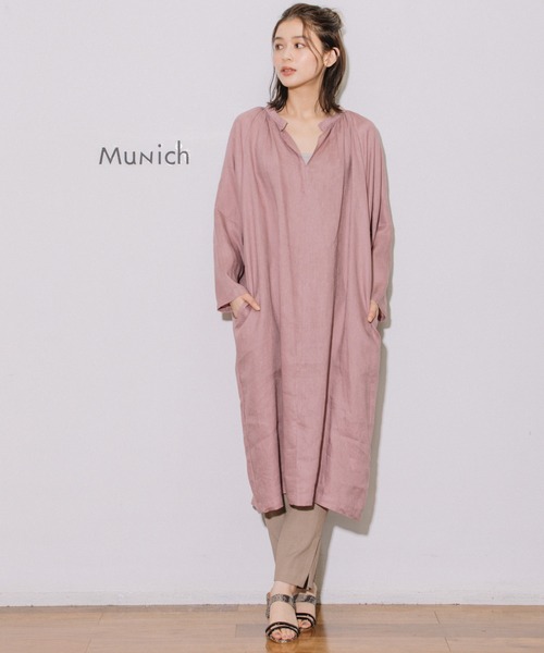 Munich（ミューニック）の「60sライトフレンチリネンギャザーワンピース（ワンピース・レディース・ホワイト/ブラック/ラベンダー/グレイッシュベージュ/ライトグリーン・FREE）」の2枚目の写真