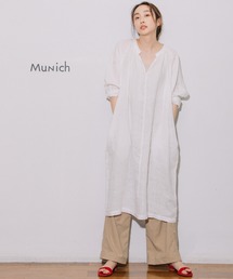 60sライトフレンチリネンギャザーワンピース