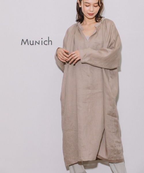 Munich（ミューニック）の「60sライトフレンチリネンギャザーワンピース（ワンピース・レディース・ホワイト/ブラック/ラベンダー/グレイッシュベージュ/ライトグリーン・FREE）」の4枚目の写真