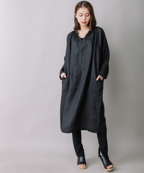 Munich（ミューニック）の「60sライトフレンチリネンギャザーワンピース（ワンピース・レディース・ホワイト/ブラック/ラベンダー/グレイッシュベージュ/ライトグリーン・FREE）」の3枚目の写真