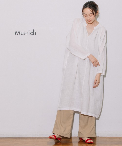 Munich（ミューニック）の「60sライトフレンチリネンギャザーワンピース（ワンピース・レディース・ホワイト/ブラック/ラベンダー/グレイッシュベージュ/ライトグリーン・FREE）」の6枚目の写真