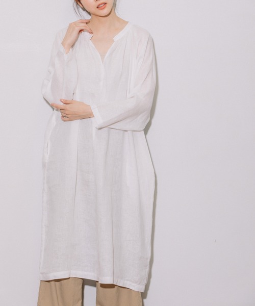 Munich（ミューニック）の「60sライトフレンチリネンギャザーワンピース（ワンピース・レディース・ホワイト/ブラック/ラベンダー/グレイッシュベージュ/ライトグリーン・FREE）」の9枚目の写真