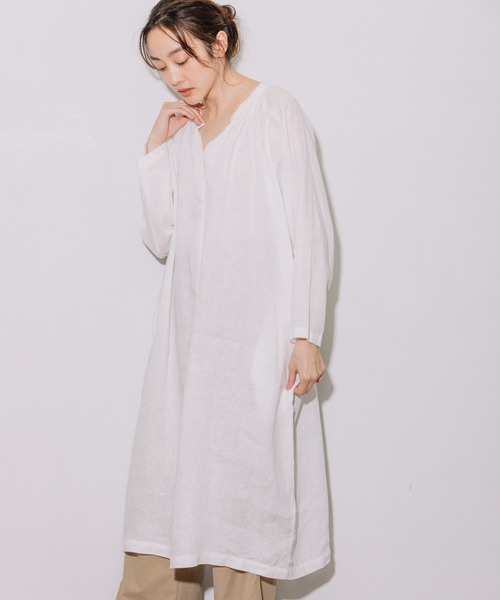 Munich（ミューニック）の「60sライトフレンチリネンギャザーワンピース（ワンピース・レディース・ホワイト/ブラック/ラベンダー/グレイッシュベージュ/ライトグリーン・FREE）」の10枚目の写真