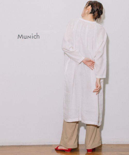 Munich（ミューニック）の「60sライトフレンチリネンギャザーワンピース（ワンピース・レディース・ホワイト/ブラック/ラベンダー/グレイッシュベージュ/ライトグリーン・FREE）」の8枚目の写真