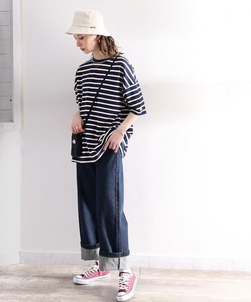 Java（ジャバ）の「《JaVa ジャバコラボ》愛されレトロボーダー。メンズライクマルチボーダー半袖Tee（Tシャツ/カットソー・レディース・ベージュ/グリーン/オリーブ/ネイビー/イエロー/ブルー・LARGE/MEDIUM/X-LARGE/SMALL）」の21枚目の写真