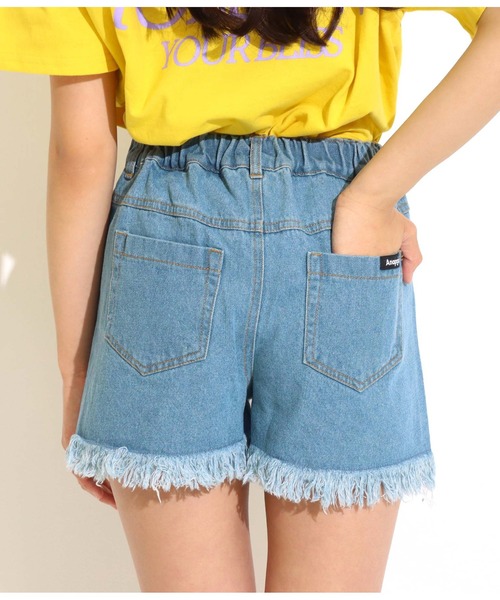 ANAP GiRL(アナップガール)の「デイジー刺繍ショートパンツ(デニムパンツ・キッズ・ブルー/ライトブルー・M/XS/S)」の13枚目の写真