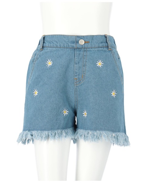 ANAP GiRL(アナップガール)の「デイジー刺繍ショートパンツ(デニムパンツ・キッズ・ブルー/ライトブルー・M/XS/S)」の15枚目の写真