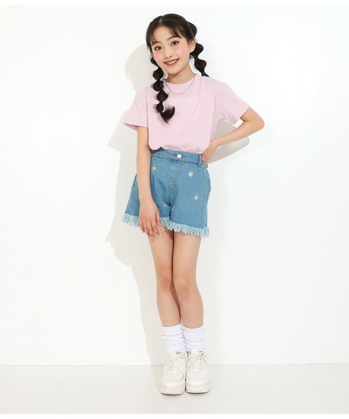 ANAP GiRL(アナップガール)の「デイジー刺繍ショートパンツ(デニムパンツ・キッズ・ブルー/ライトブルー・M/XS/S)」の20枚目の写真