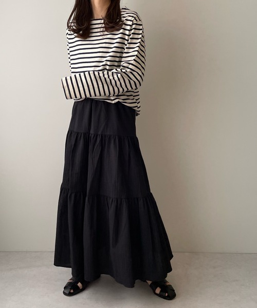 LE MORE（リモア）の「カラーボーダーバスクロングTEE（Tシャツ/カットソー・レディース・アイボリー/ブルー/ピンク・FREE）」の2枚目の写真