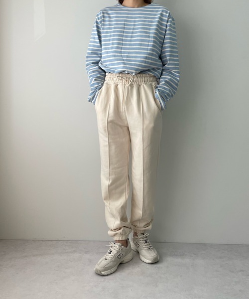 LE MORE（リモア）の「カラーボーダーバスクロングTEE（Tシャツ/カットソー・レディース・アイボリー/ブルー/ピンク・FREE）」の5枚目の写真