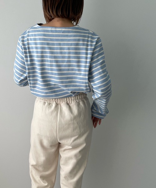 LE MORE（リモア）の「カラーボーダーバスクロングTEE（Tシャツ/カットソー・レディース・アイボリー/ブルー/ピンク・FREE）」の6枚目の写真