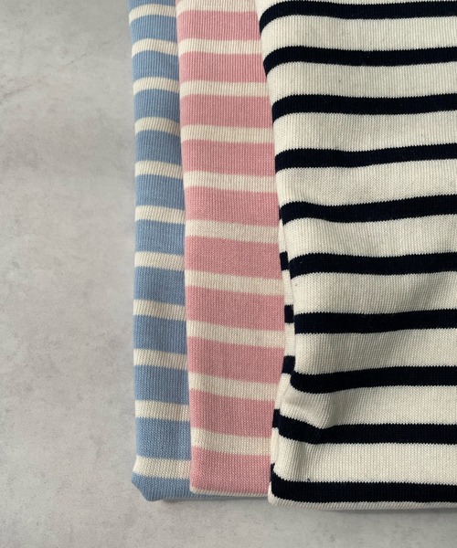 LE MORE（リモア）の「カラーボーダーバスクロングTEE（Tシャツ/カットソー・レディース・アイボリー/ブルー/ピンク・FREE）」の8枚目の写真
