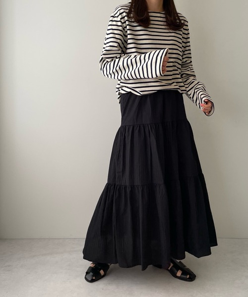 LE MORE（リモア）の「カラーボーダーバスクロングTEE（Tシャツ/カットソー・レディース・アイボリー/ブルー/ピンク・FREE）」の11枚目の写真