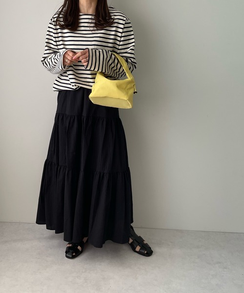 LE MORE（リモア）の「カラーボーダーバスクロングTEE（Tシャツ/カットソー・レディース・アイボリー/ブルー/ピンク・FREE）」の12枚目の写真