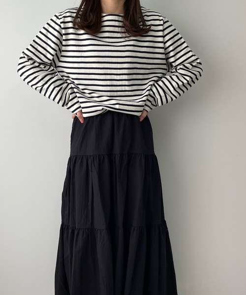 LE MORE（リモア）の「カラーボーダーバスクロングTEE（Tシャツ/カットソー・レディース・アイボリー/ブルー/ピンク・FREE）」の13枚目の写真