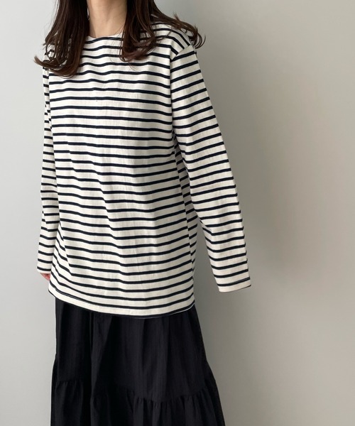 LE MORE（リモア）の「カラーボーダーバスクロングTEE（Tシャツ/カットソー・レディース・アイボリー/ブルー/ピンク・FREE）」の14枚目の写真