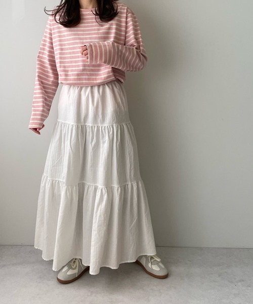 LE MORE（リモア）の「カラーボーダーバスクロングTEE（Tシャツ/カットソー・レディース・アイボリー/ブルー/ピンク・FREE）」の15枚目の写真