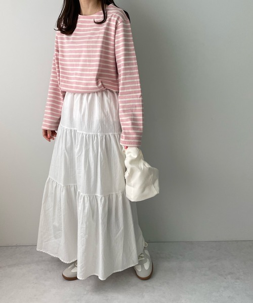 LE MORE（リモア）の「カラーボーダーバスクロングTEE（Tシャツ/カットソー・レディース・アイボリー/ブルー/ピンク・FREE）」の17枚目の写真